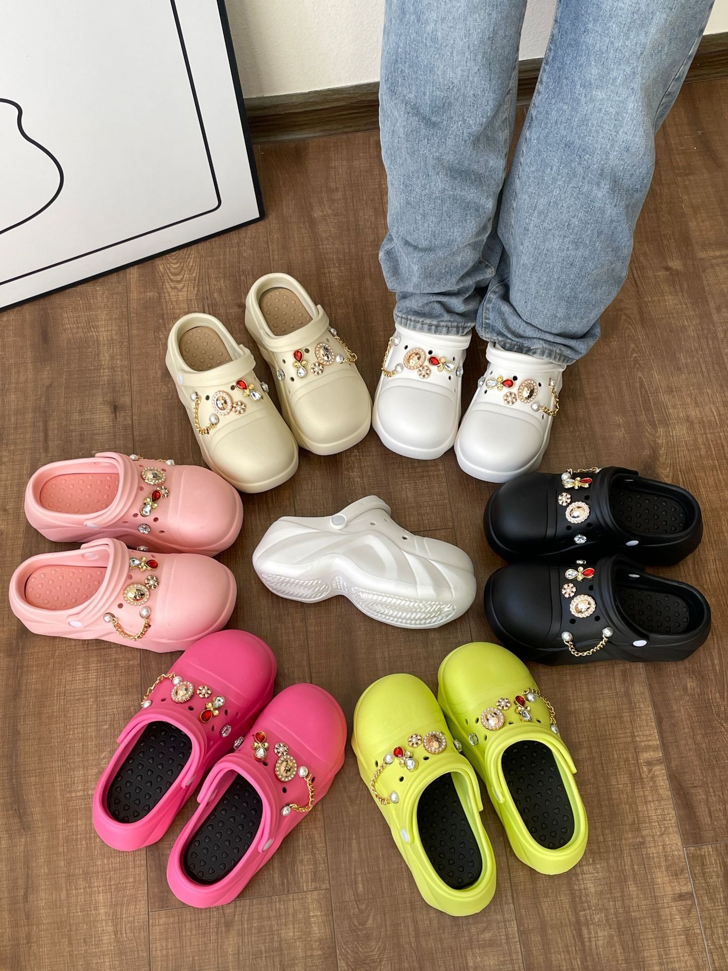 夏の女性のスリッパプラットフォーム下駄ガーデンシューズ屋外ビーチサンダル女性の靴ウェッジスリッパ屋内屋外スライド