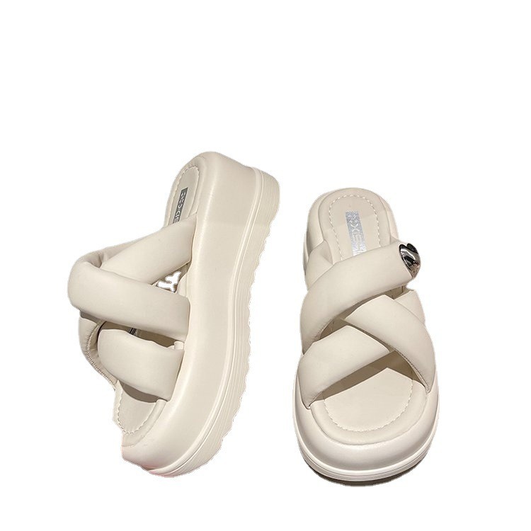 夏の新スタイルの女性のスリッパ屋外クロス厚底ビーチサンダルカジュアルプラットフォーム女性の靴