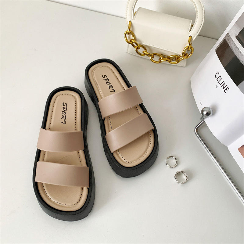 新しい女性厚いプラットフォームスリッパ夏のビーチ Eva ソフトソールスライドサンダルレジャー快適な屋外の女性の靴