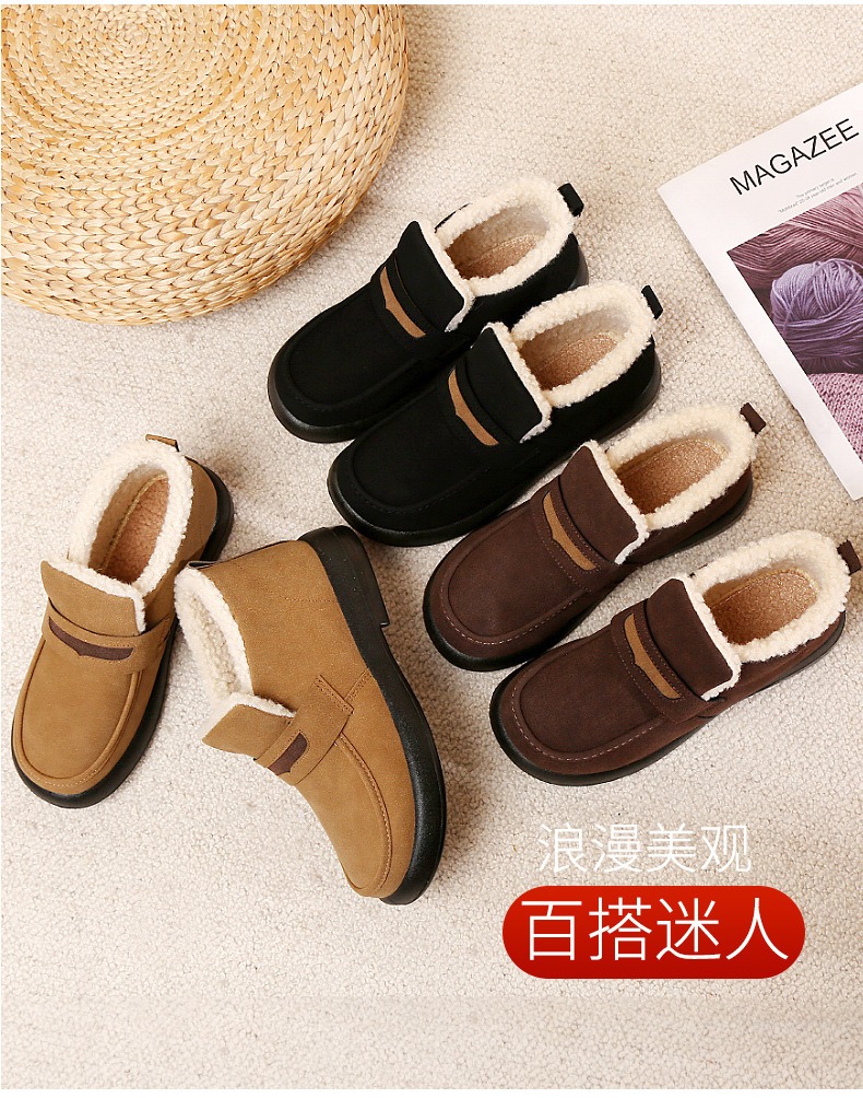 女性フラットラウンドトゥカジュアル女性スニーカースリッポンローファー冬の毛皮のレトロな新しい靴にスリップ