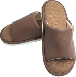 軽いビンテージフェイクレザースリッパ - 通気性、ユニセックス、ミニマリストの家の使用、非スリップ