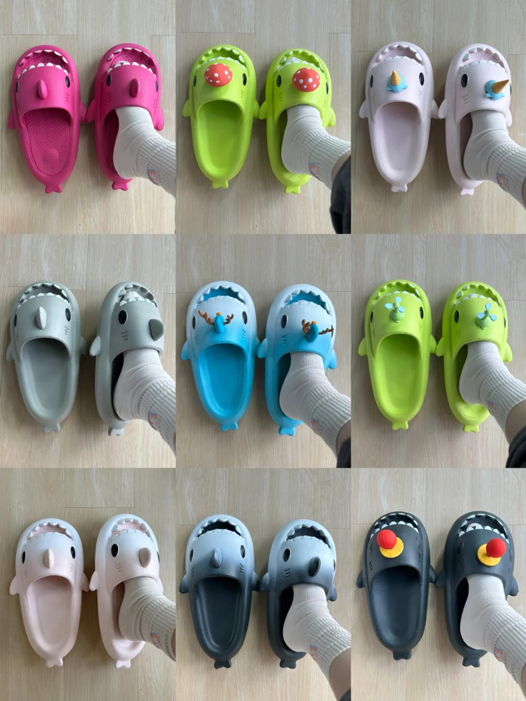 足を至福に沈める：雲の快適さが遊び心のあるスタイルに出会うサメのスリッパ