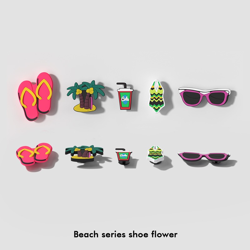 女性男性夏のビーチサメスリッパトップフィンチャーム漫画 Pvc チーズ下駄チャームアクセサリー靴バックル装飾
