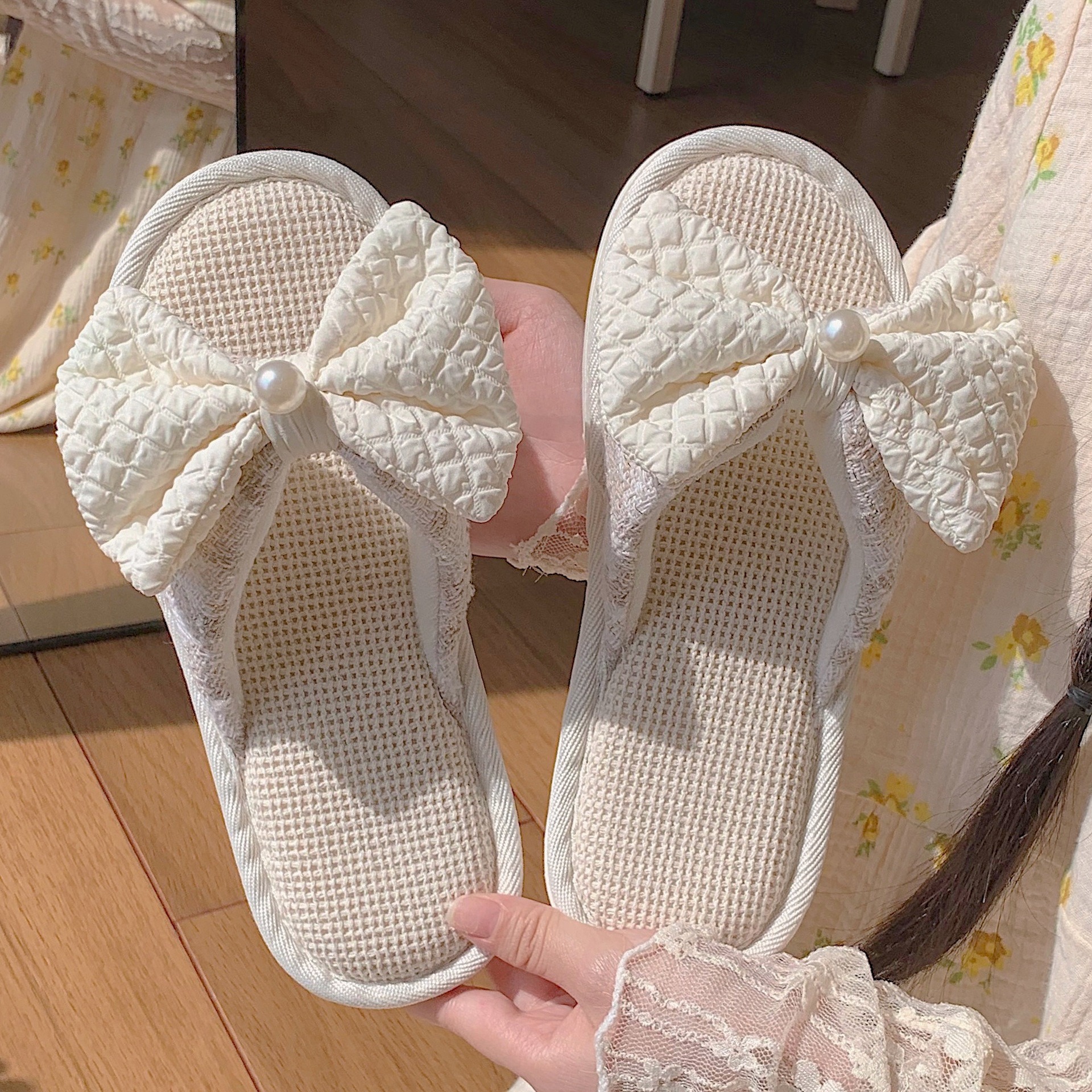 スイートボウリネンスリッパ、卸売リネンスリッパ、四季リネンスリッパ、ホームリネンスリッパ、ソフトフローリングリネンスリッパ