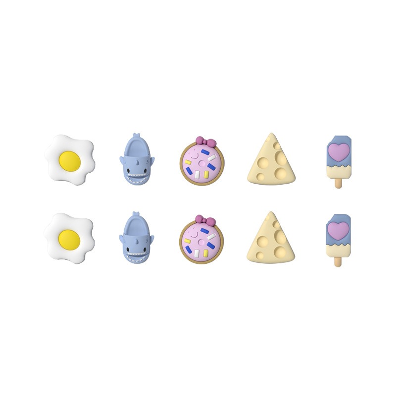 女性男性夏のビーチサメスリッパトップフィンチャーム漫画 Pvc チーズ下駄チャームアクセサリー靴バックル装飾