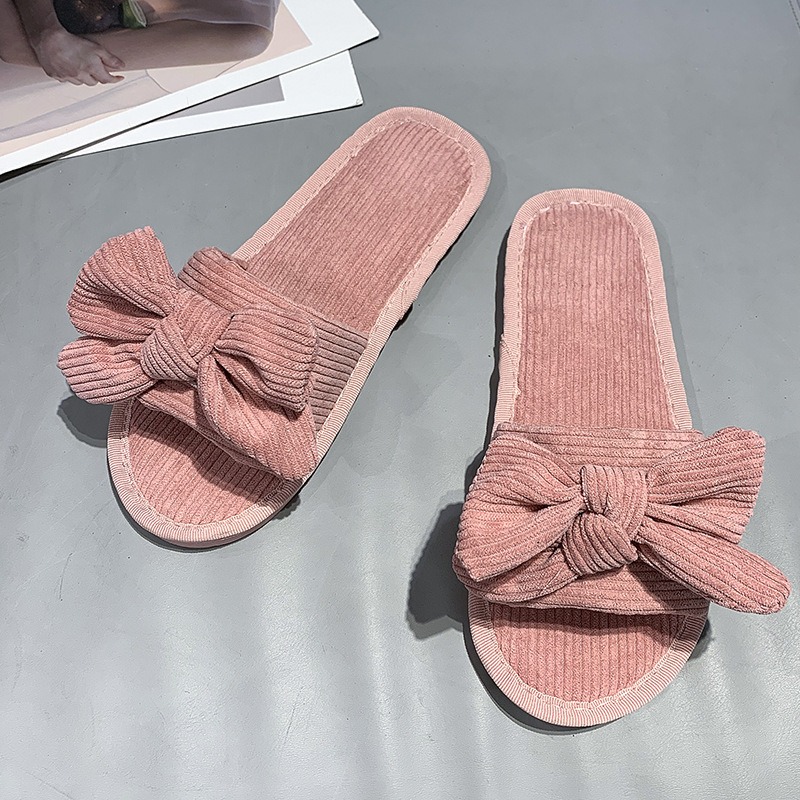 卸売春と秋の女性のファッショントレンド快適なリボンフラットビーチサンダルホームファブリックスリッパ