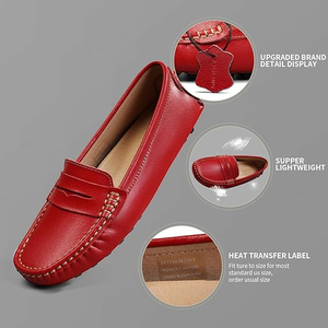 レディースクラシックコンフォートレザーペニーローファーカジュアルスリップオンマックボートシューズを駆動する軽量のウォーキングフラット