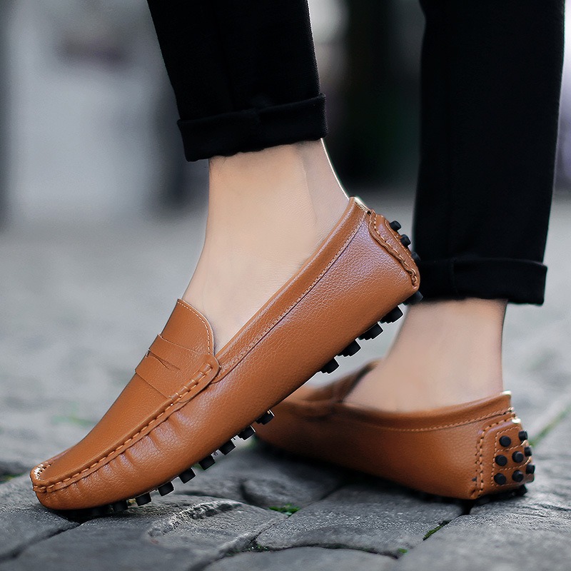 本革メンズカジュアルシューズ高級ブランドメンズローファーモカシン通気性スリップオンブラックドライビングシューズ