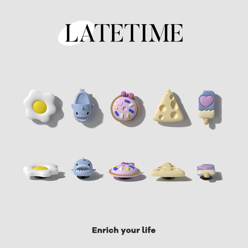 女性男性夏のビーチサメスリッパトップフィンチャーム漫画 Pvc チーズ下駄チャームアクセサリー靴バックル装飾