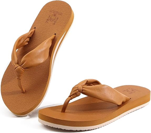 アーチ付きレディースフリップフロップをサポートする快適なヨガマットクッショントンレザーサンダルレディースファッションスリップ夏のビーチウォーキング