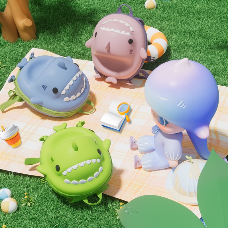 新しい 3D 子供スクールバッグ子供のバックパックサメ漫画幼児子供のバックパックファッション旅行アウトドアバッグ