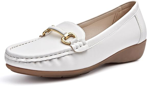女性用スリップオンローファーカジュアルワークシューズ