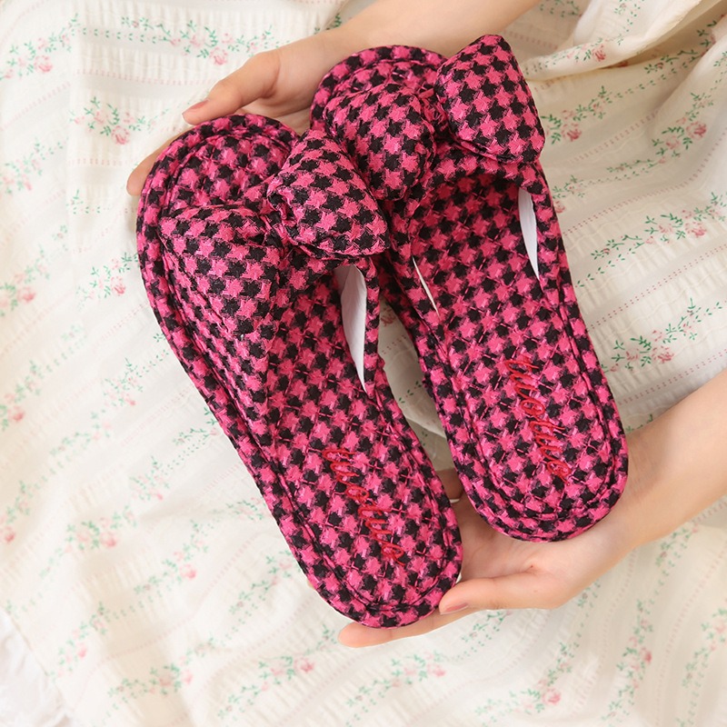 女性夏の亜麻スリッパ、カジュアル亜麻スリッパ、快適な亜麻スリッパ、弓亜麻スリッパ、屋内亜麻スリッパ